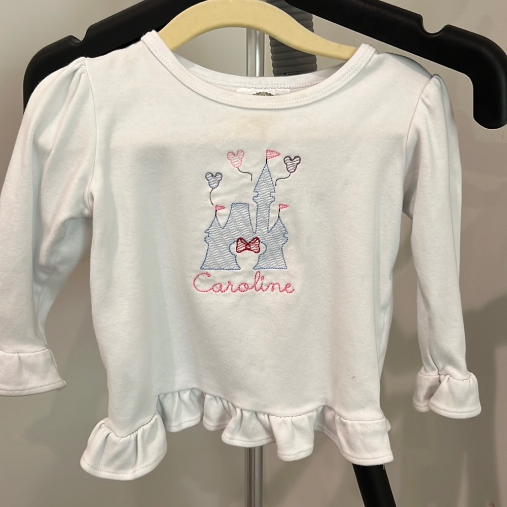 Long sleeve embroidered; Caroline - princess castle shirt